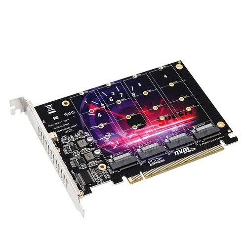 4-Port M.2 NVME SSD to PCIe 3.0 4.0 X16 Connector Expansion NEW Card 4 x 32Gbps - 第 11/22 張圖片