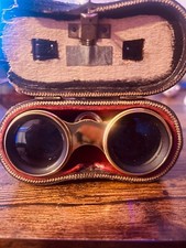 Antique French Mother-of-Pearl Opera Binoculars Gold Leaf Style Lemaire Paris