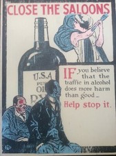 Vintage Schild Werbung CLOSE THE SALOONS The Wild West USA Alkohol Verbot