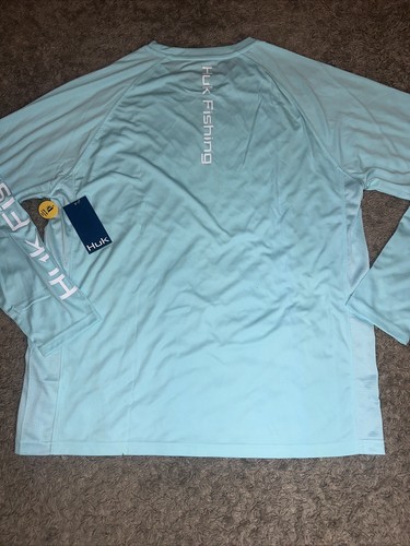 Men's HUK Vented Pursuit Aqua Blue Long Sleeve Shirt Size Medium MSRP: $40.00 - Picture 6 of 9