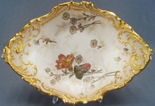 GDM Limoges Hand Colored Pink Blue Floral Gold Blush Ivory Centerpiece Bowl