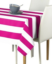 Fuchsia White Cabana Stripe Signature Tablecloth Assorted Sizes
