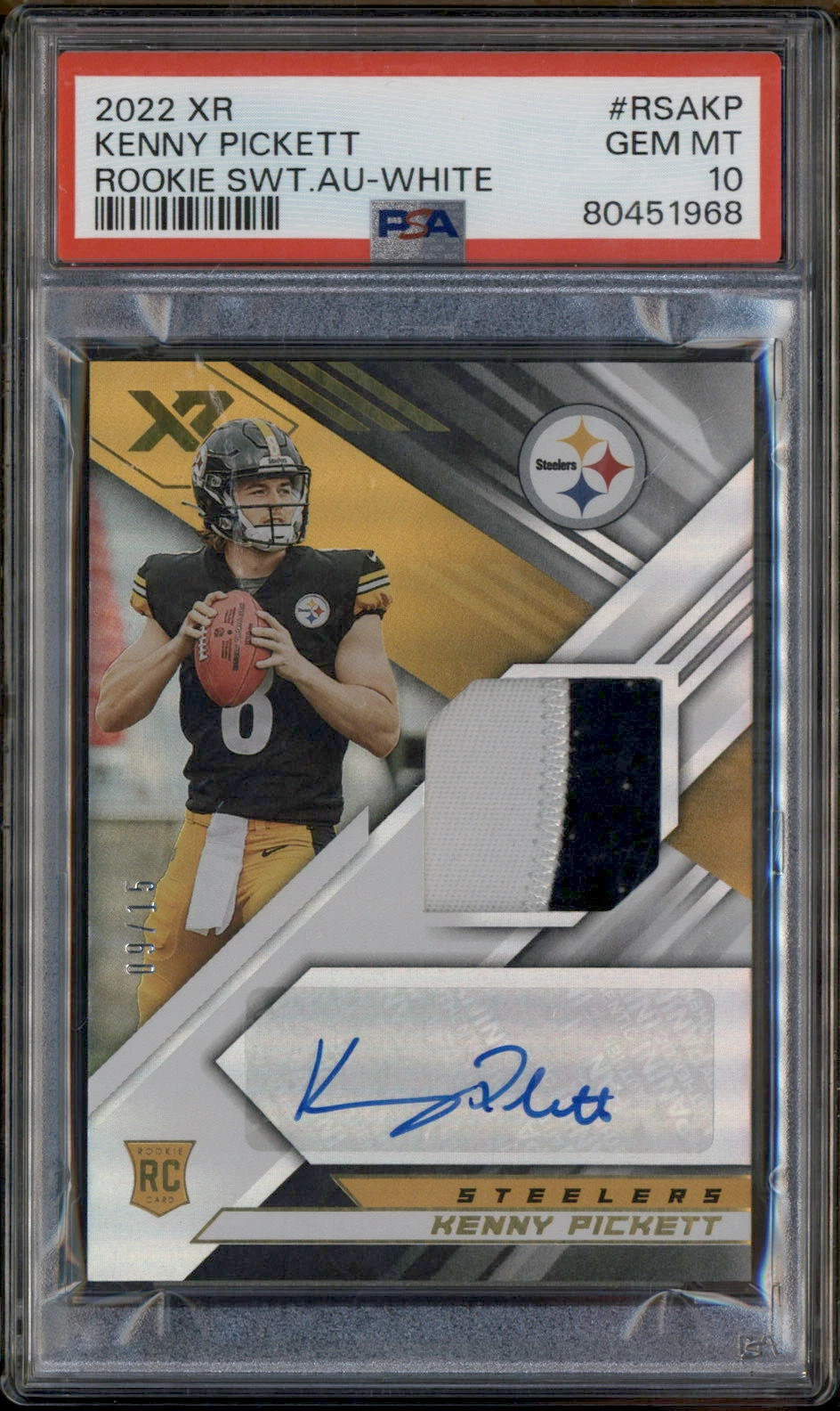 Kenny Pickett Panini XR Rookie Swatch Autographs #RSAKP White