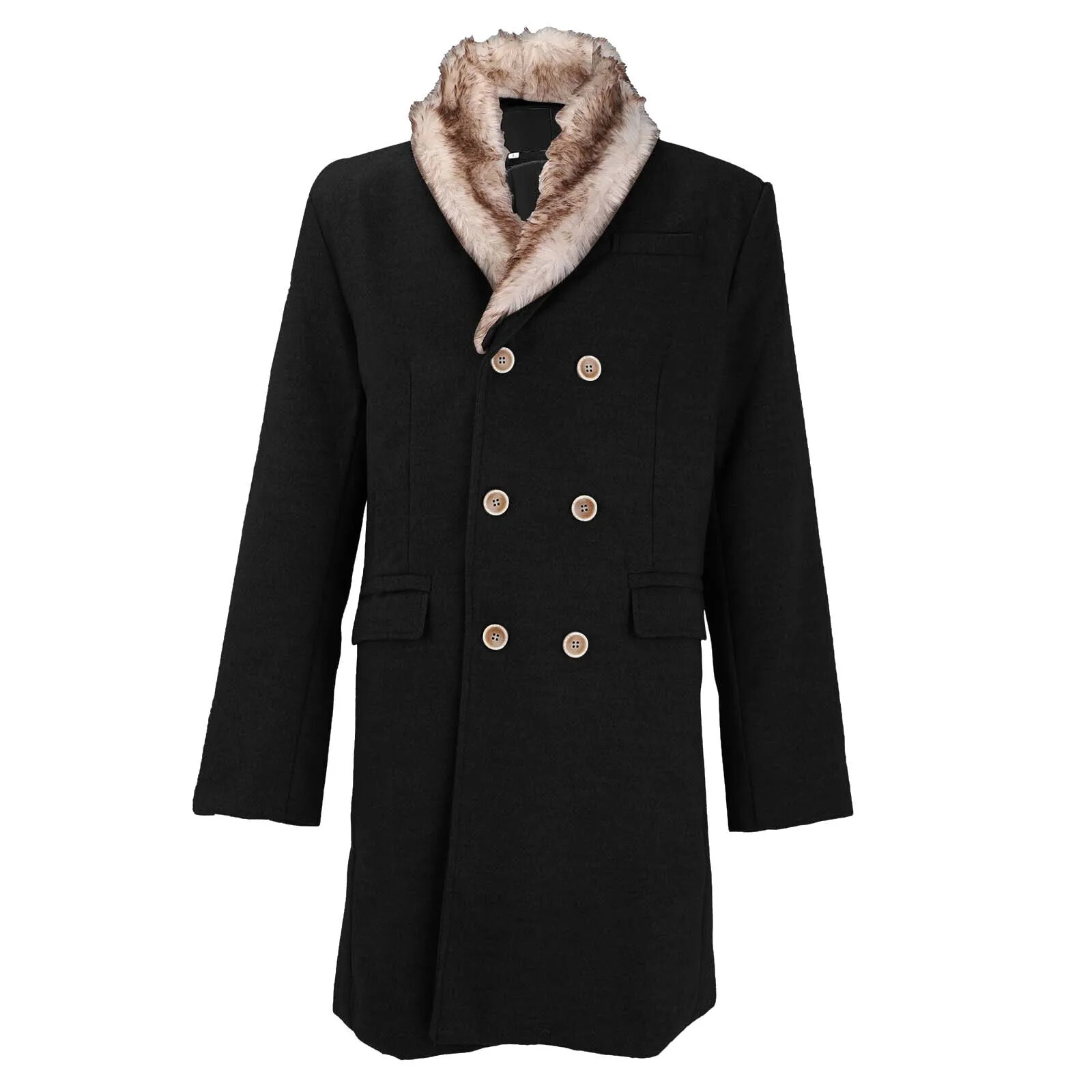 ALTRA Cappotto uomo autunno inverno media lunghezza tasche manica lunga caldo bottoni