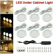 3/6Pcs Under Cabinet Lighting LED Light Kit Closet Kitchen Puck Lights Hardwired