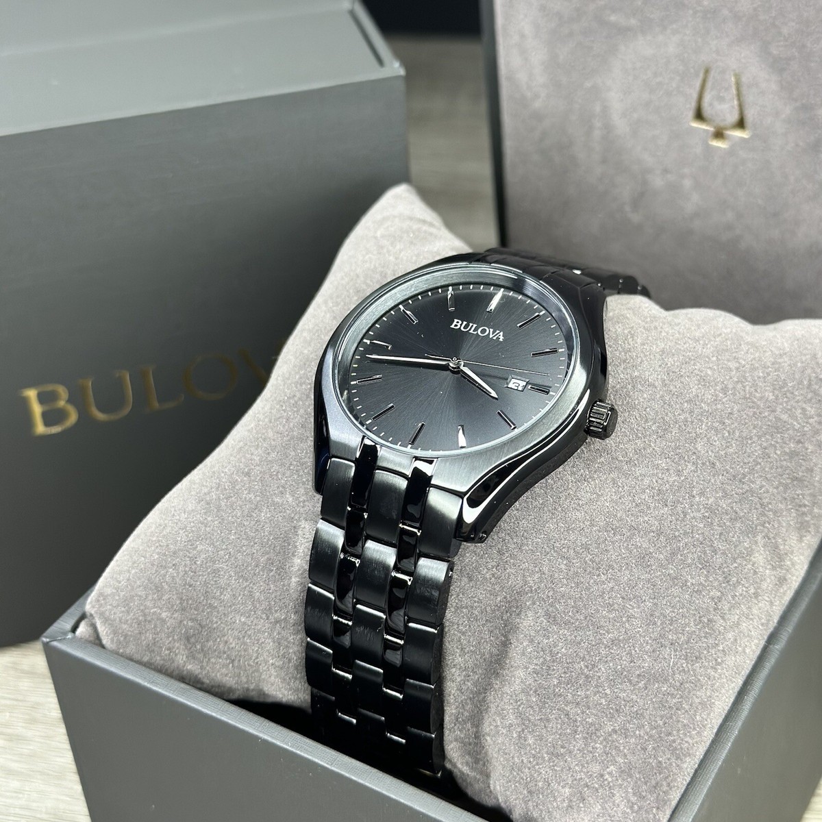 Bulova 98B289 42mm Black Stainless Steel Case, Black Stainless