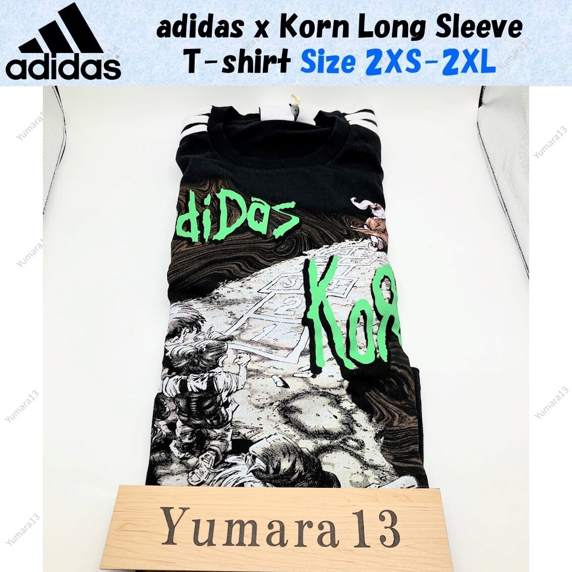 adidas x Korn Long Sleeve T-shirt Black Tee Size JP 2XS-2XL adidas x Korn Long Sleeve T-shirt Black Tee Size JP 2XS-2XL