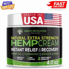 Hemp Cream Maximum Strength - Soothes Muscles, Joints, Feet, Nerve, Back, Kne..