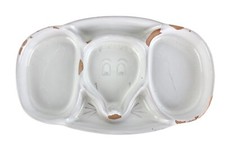 Frankoma Pottery White Sand 257 Child Divided Mouse Plate Face Tray As Is