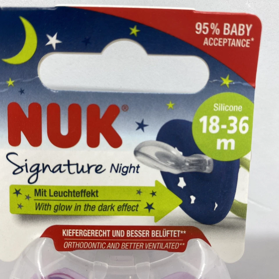 Nuk Signature Nigh Soother Silicone 2 Pack Glow In Dark Pink 18 Months+ - image 2 of 4