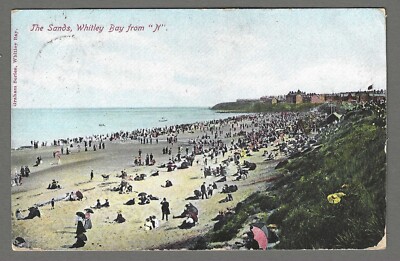 Alte Postkarte The Sands, Whitley Bay von Norden. pmk Whitley Bay R.S.O 1908