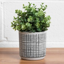 Small 13cm Tribal Indoor House Plant Pot Cover Grey Decorative Herb Planter 1.2L