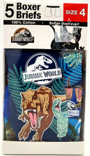 Boys 5 Pack Jurassic World Multicolor Cotton Boxer Briefs Underwear Size 4 NEW