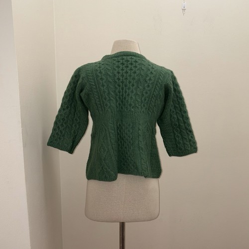 Vintage Kilronan 100% Wool Green Cable Knit Fisherman Cardigan Sweater Size XS/S - Picture 4 of 13