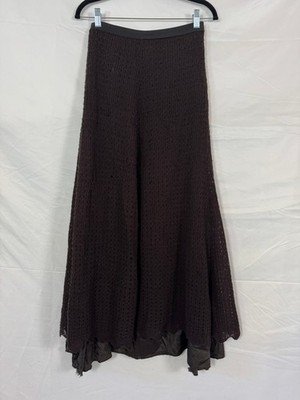 Maison Martin Margiela Blank Label Brown Crochet Knit Maxi Skirt AS IS