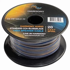 Harmony Audio 16 Gauge CCA Car Home Stereo Matte Blue Speaker Wire Cable 20 Feet
