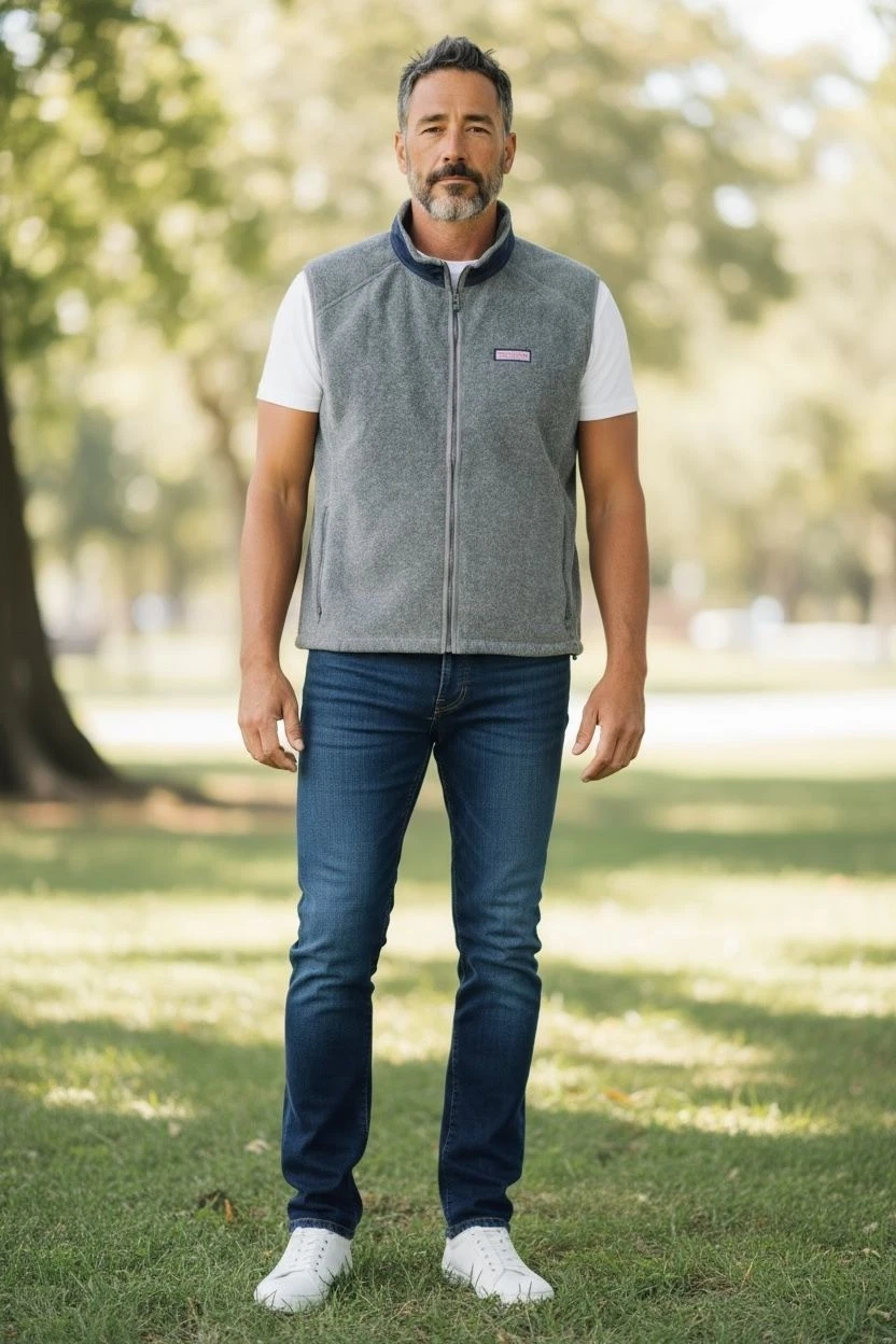 Vineyard Vines Vest Mens XL Gray Fleece Full Zip Golf Camping Casual Office