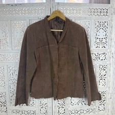 Chocolate Brown Suede Leather Jacket Sz Womens PXLarge Retro Boho Hippie