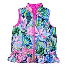 LILLY PULITZER MELANIE REVERSIBLE PUFFER VEST PROSECCO PINK GIRLS MEDIUM