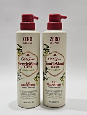 (2X) Old Spice Gentleman s Blend 2-In-1 Scalp Refresh Tea Tree Neem Oil 15 Oz Ea