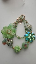 Green Gorgeous Handmade Floral Bag Chain Keychain Bling Flowers   