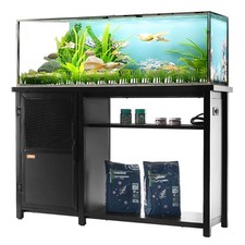 Black Steel Aquarium Cabinet 626lb Rating with Dual Power Ports