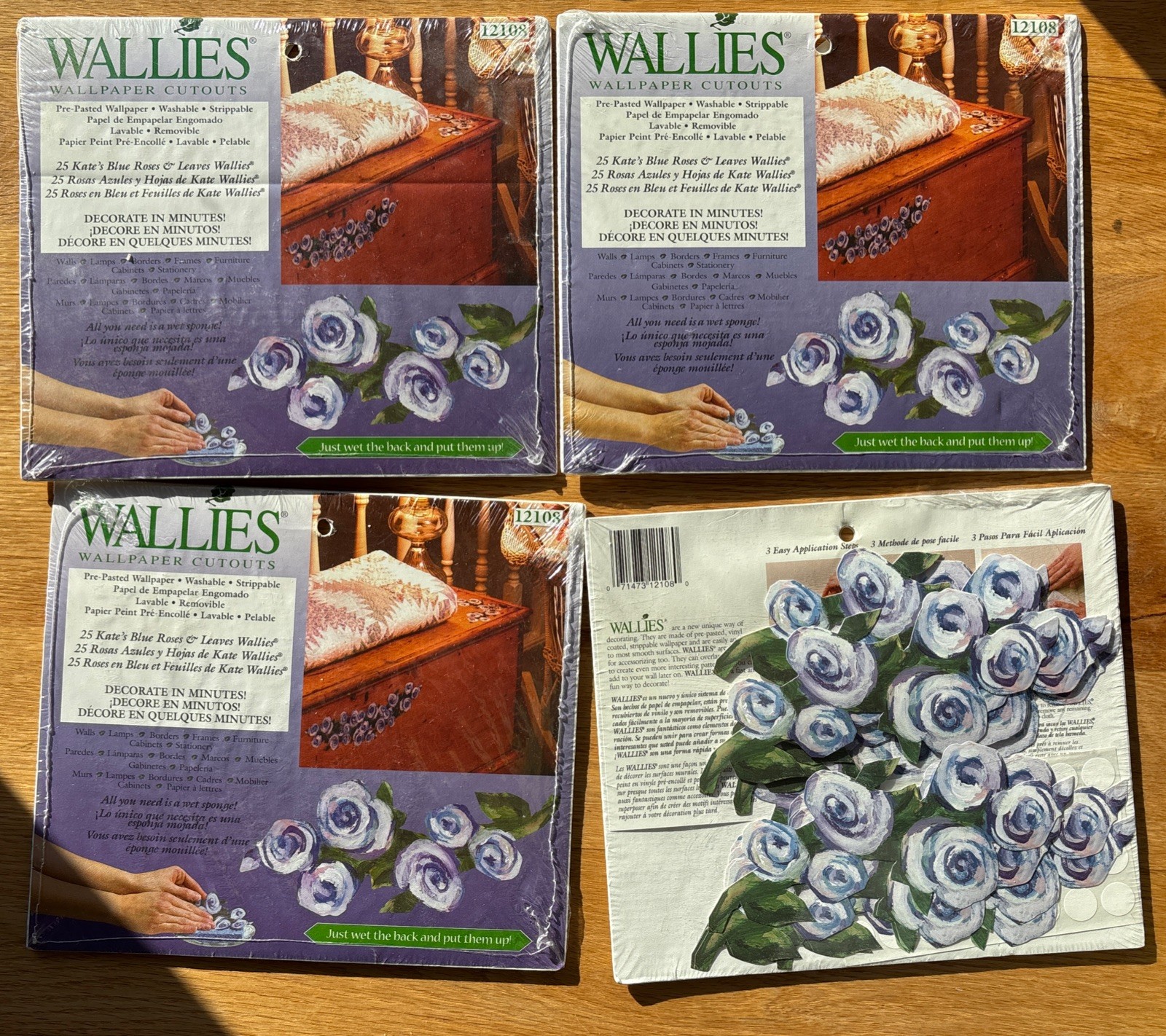 Wallies 100 Blue Roses Wallpaper Cutouts Pre Pasted 4 New Packs 12108
