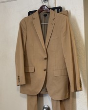 J Crew 2btn Khaki Cotton Suit 36 R Reg