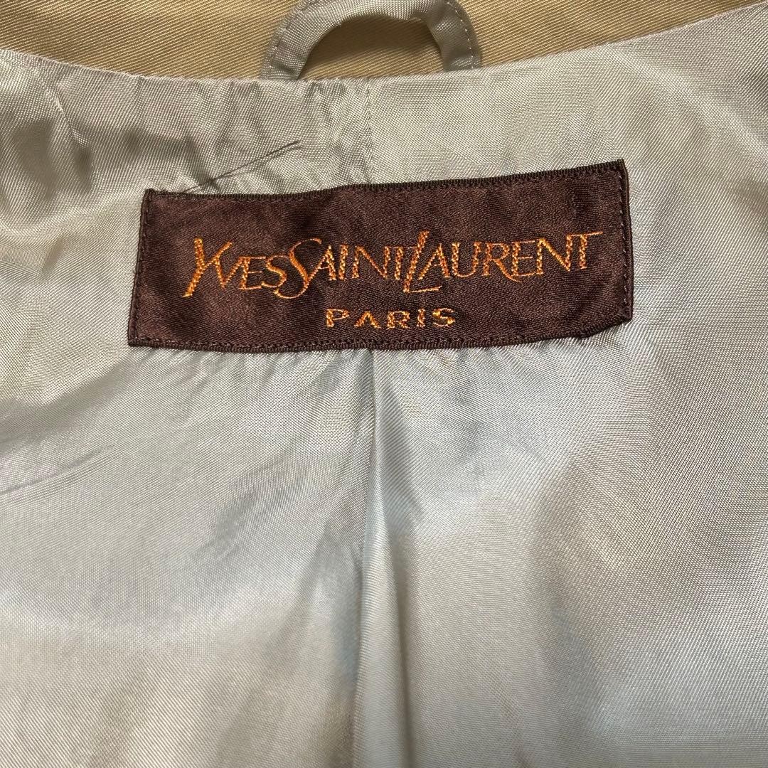 Yves Saint Laurent Cotton Long Trench Coat S 7A3 Women's Beige Very Good thumbnail 13