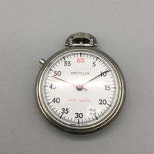 VIntage Westclox Stop Watch Mens 50mm White Dial Silver Tone Manual Wind USA