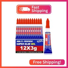 12 x 3g Super Glue Gel, Quick Dry, Thick Formula, All-Purpose Crazy Glue