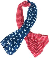 Disney Scarf Mickey Mouse Ears Icon Stars Stripes USA Red White and Blue NWT