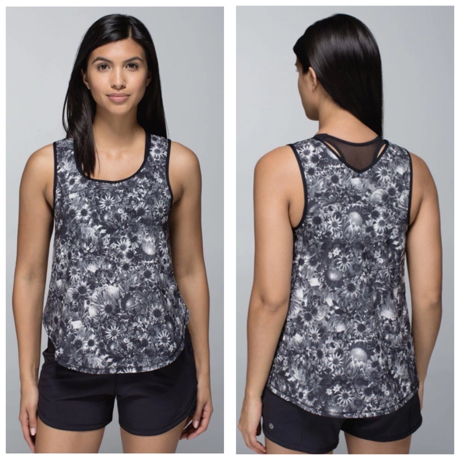 Lululemon Run Split Singlet Flowabunga Black Ange… - image 1