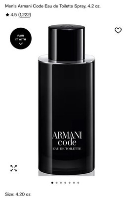 Armani Code by Giorgio Armani for Men 4.2 oz EDT Spray Brand New