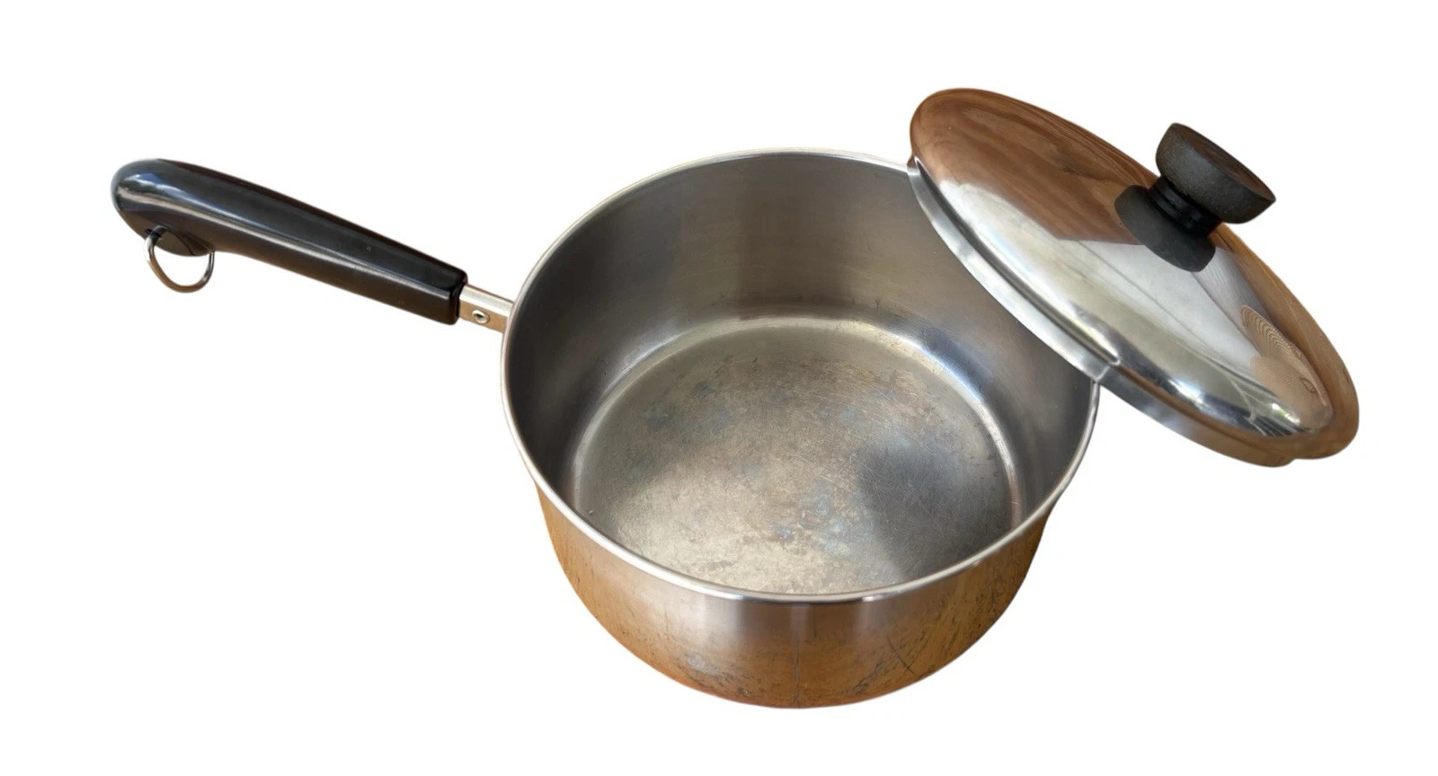VTG REVERE WARE 2 Qt 94c Copper Bottom Sauce Pan Pot W/ Lid Clinton, ILL USA