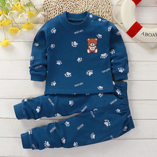 Autumn Sleepwear Pajamas for Girls Boys Long Sleeve Tops Pants Suits Fashion Hom