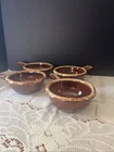 VTG Set 4 Hull USA Pottery Brown Grip Glaze Soup/Chili Handled Bowls 5.5” Wide