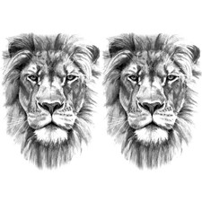 2 Sheets Realistic Animal Temporary Tattoos Stickers Sketch Medium, THX-219