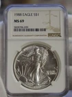 1988 US Silver Eagle $1 NGC MS69