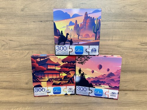 Lot of 3 Spin Master Puzzles - Calm - 300 Pieces - 24" x 18"