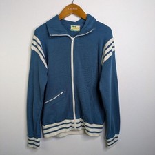 Vintage 70s/80s Striped Jacket Varsity Zip Up Retro Sport Tennis Club