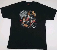 Harley Davidson Biker Shop Babes Girls Print T Shirt Vintage Retro 2014 USA Made