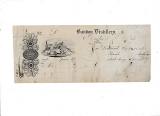 BANDON DISTILLERY UNUSED CORK CHEQUE 18