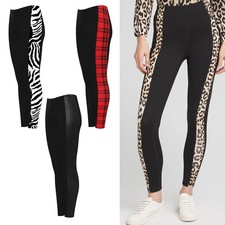 Women's Side Stripe Print Leggings Ladies High Waist Full Length Leggings