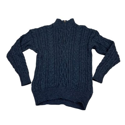 Vintage Woolovers Aran Pullover L viertel Reißverschluss Wolle Arran Angler