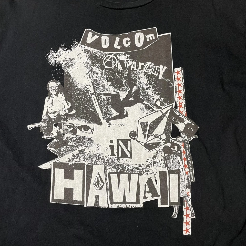Volcom Shirt Mens XL Black Anarchy In Hawaii Graphic Tee Short Sleeve Surf Skate - Image 2 of 4