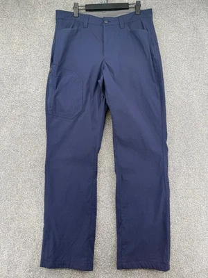Vintage Eddie Bauer Navy Blue Nylon Fleece Lined Tech Trousers - W32" x L32" - Image 1 of 4
