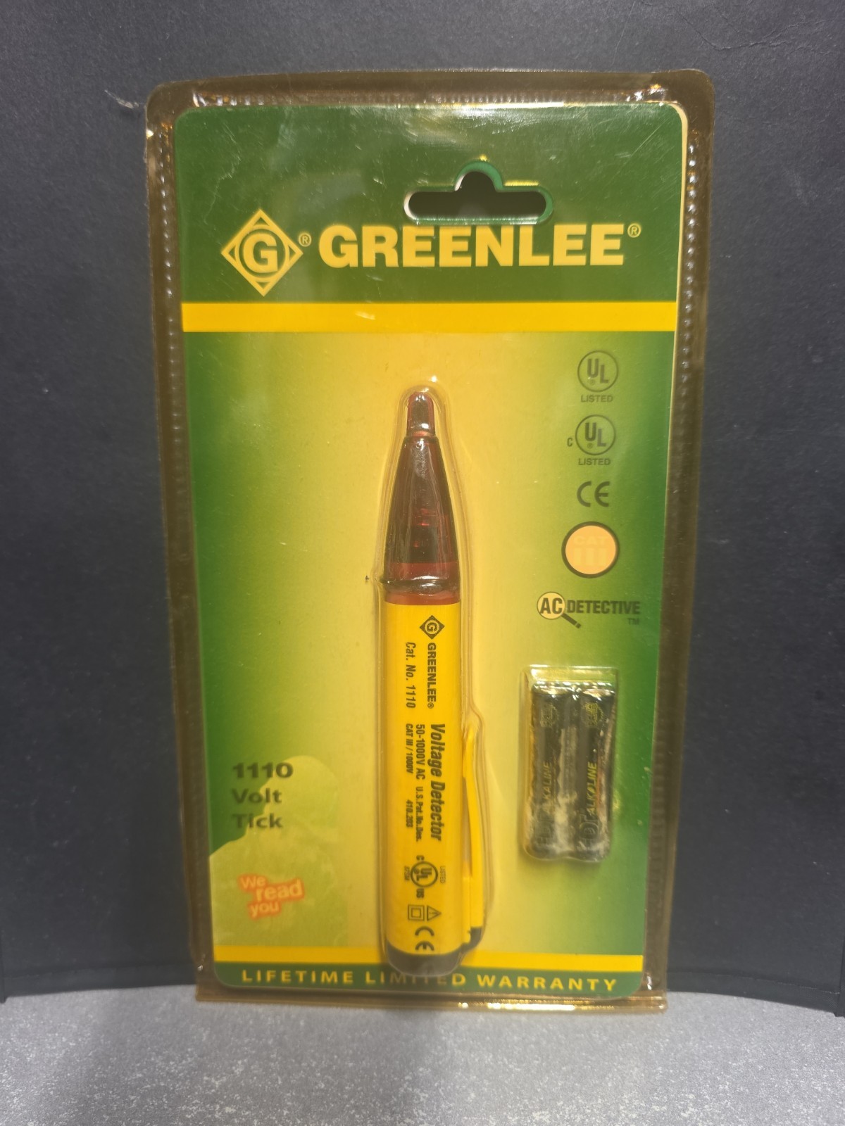 GreenLee #1110 No-Contact Voltage Detector, Tick Tester, Yellow Package, New