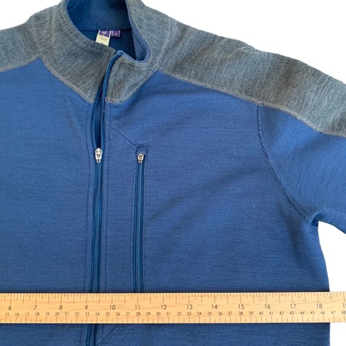 IBEX 100% Merino Wool Full Zip Sweater Jacket Blue Gray Mens Size M Made in USA - Picture 8 of 12
