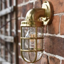 'Whitby' Antique Brass Bulkhead Wall Light Garden Lantern Outside Lighting IP44